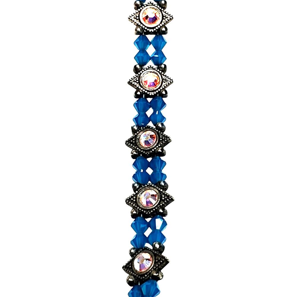 Blue Beaded Bracelet 7" Vintage